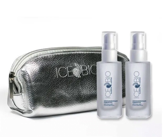 ICE BIO. Набор Сыворотка  2 шт омолаживающая для лица, шеи и зоны декольте 30мл, в косметичке в Твери